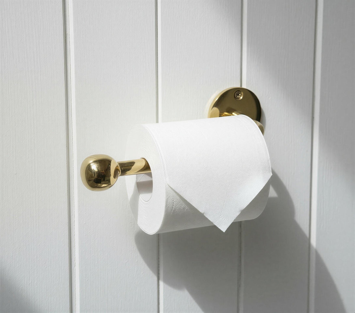 Handmade unlacquered brass bathroom toilet paper holder