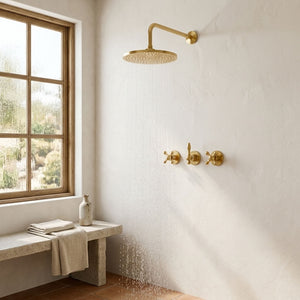 Round Rain Shower System with Traditional Cross Handles, view 11