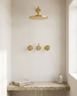 Round Rain Shower System with Traditional Cross Handles, view 9