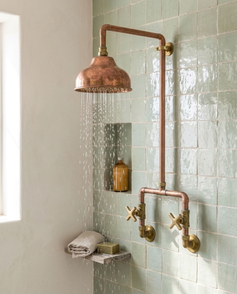 Exposed Bell Rain Shower System with Cross Handles, view 3