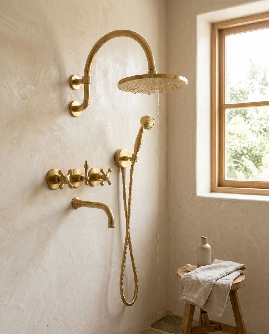 Arched Rain Shower System with Handheld Shower & Tub Spout, view 3