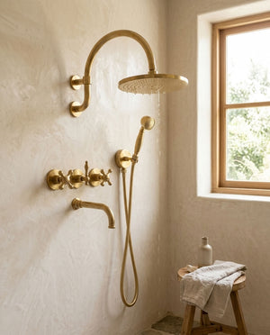 Arched Rain Shower System with Handheld Shower & Tub Spout, view 3