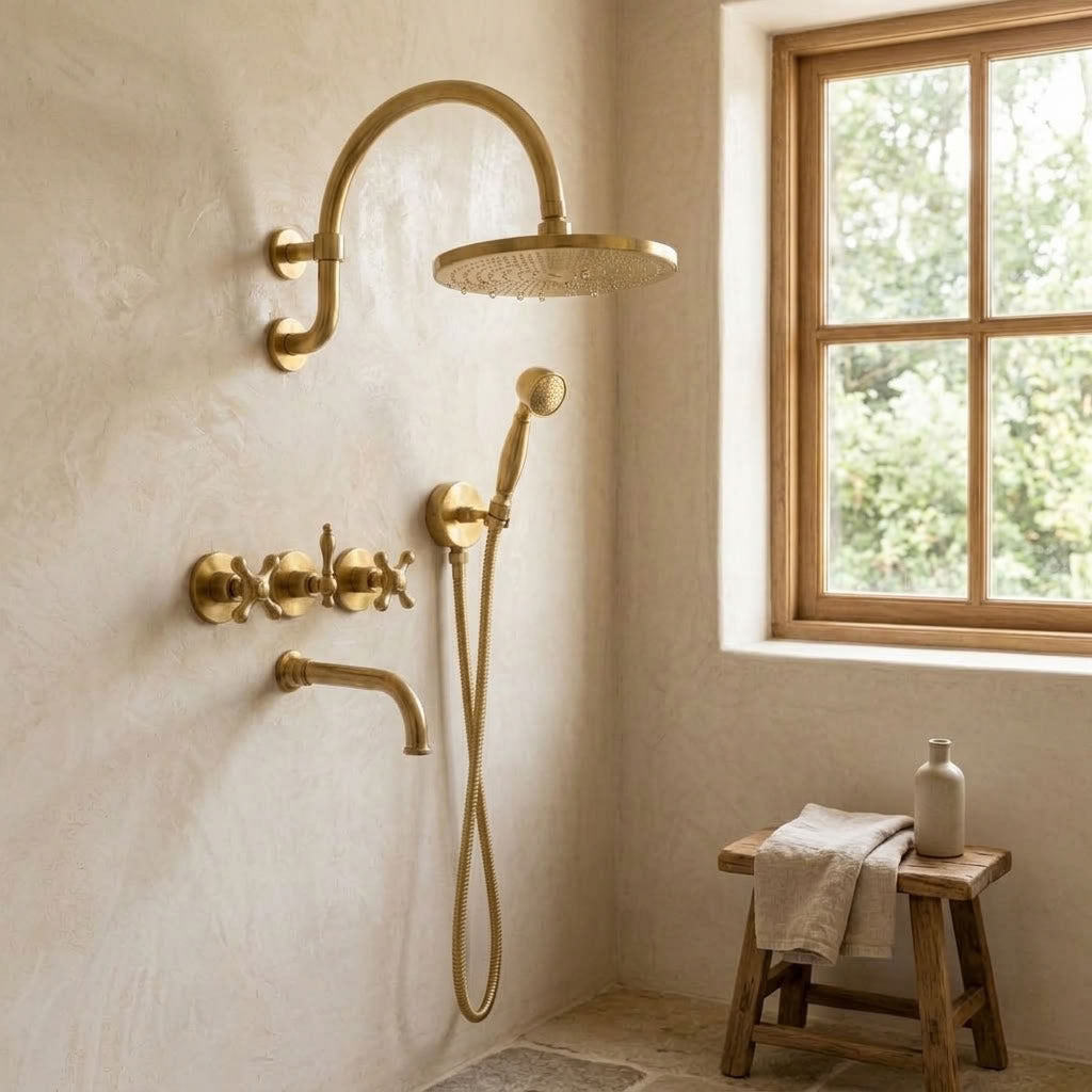 Arched Rain Shower System with Handheld Shower & Tub Spout, view 4