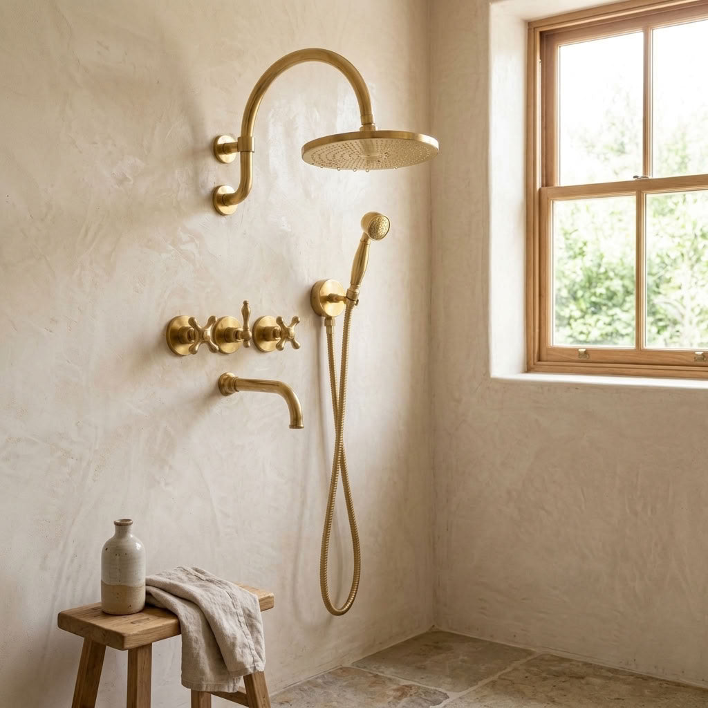 Arched Rain Shower System with Handheld Shower & Tub Spout, view 5