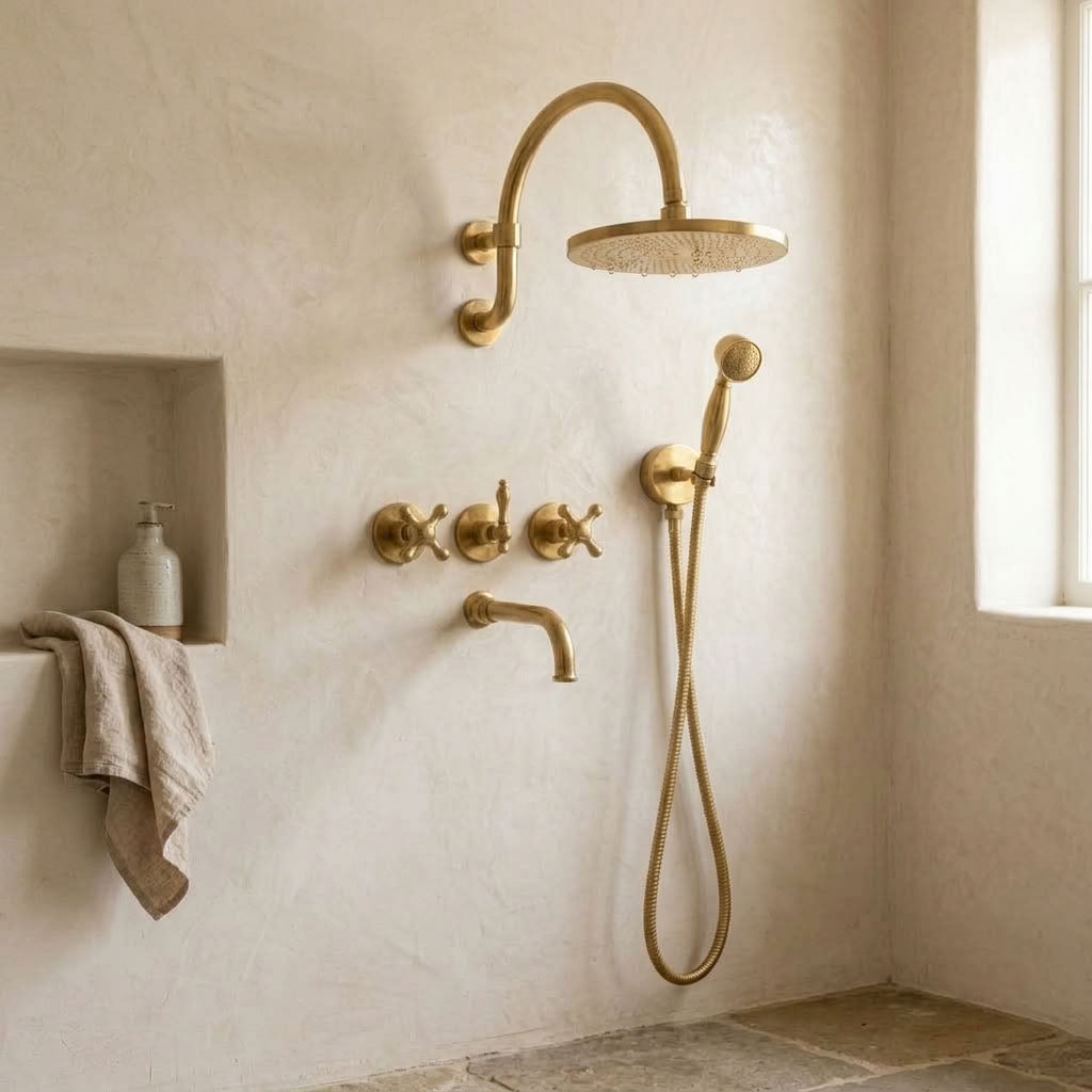 Arched Rain Shower System with Handheld Shower & Tub Spout, view 6