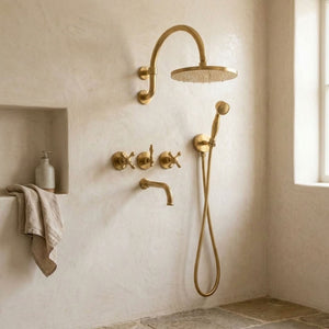 Arched Rain Shower System with Handheld Shower & Tub Spout, view 6