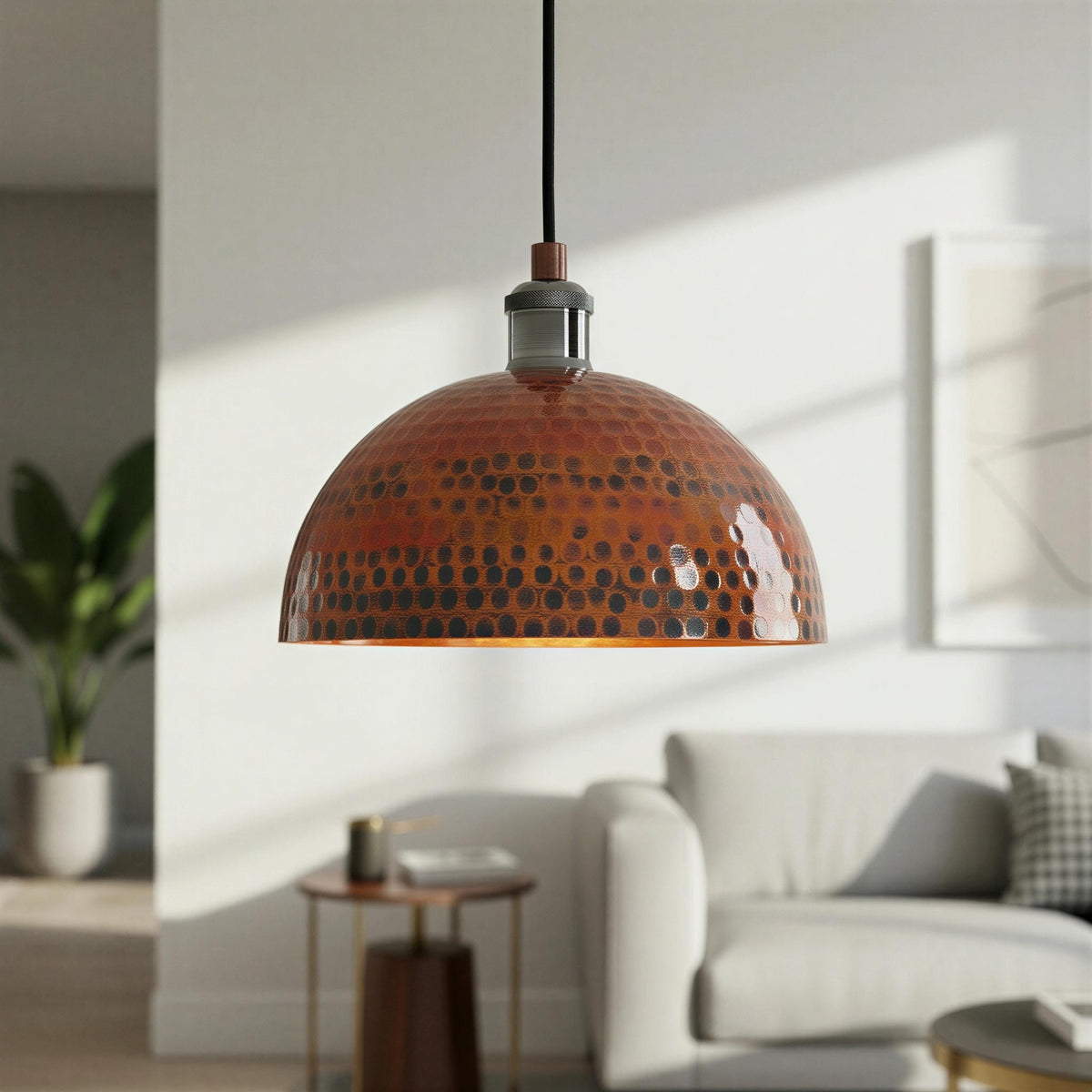 Handcrafted Copper Dome Pendant Light | Solid Copper Kitchen Island Lighting | Industrial Dome Hanging Lamp | Oxidized Rustic Light Fixture