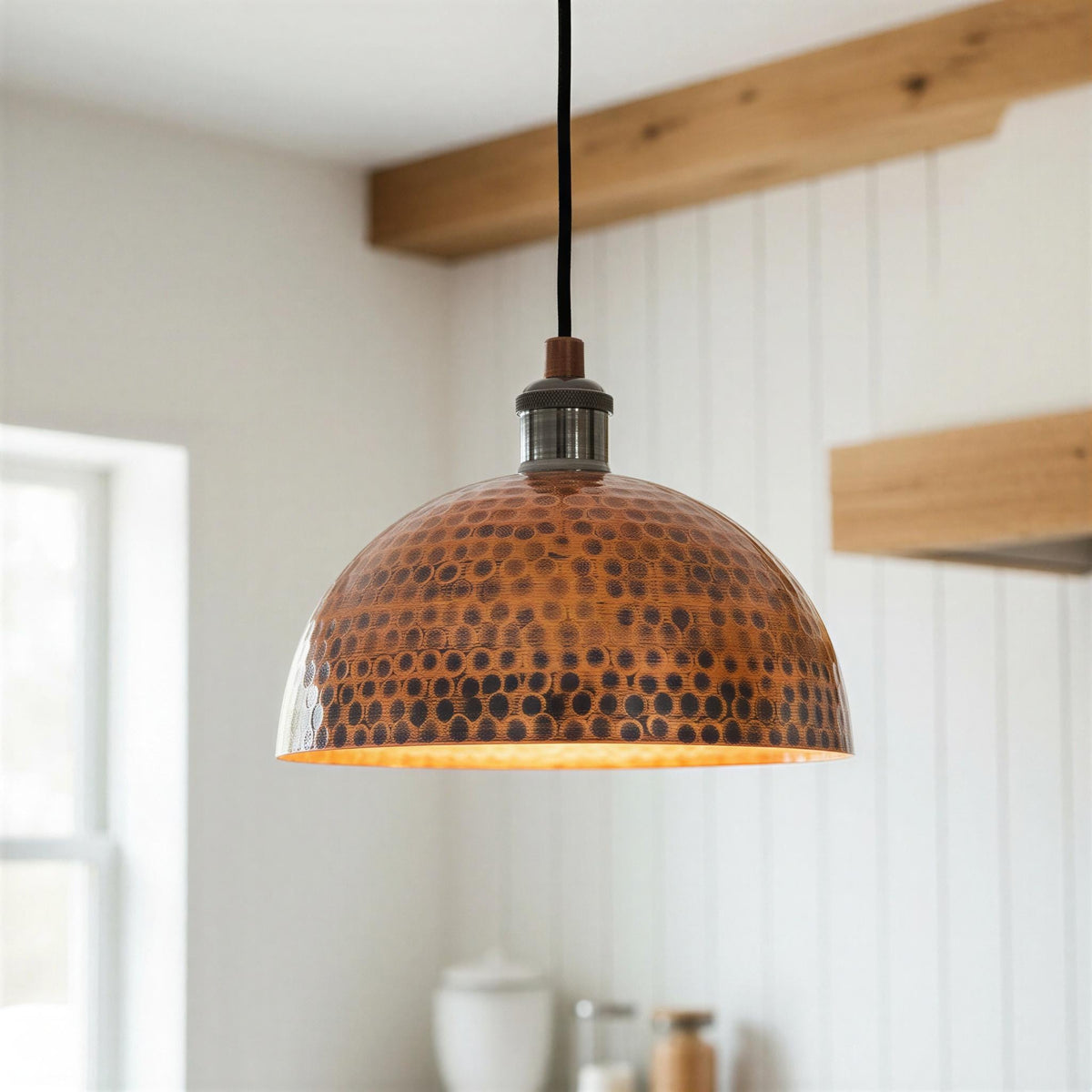 Handcrafted Copper Dome Pendant Light | Solid Copper Kitchen Island Lighting | Industrial Dome Hanging Lamp | Oxidized Rustic Light Fixture