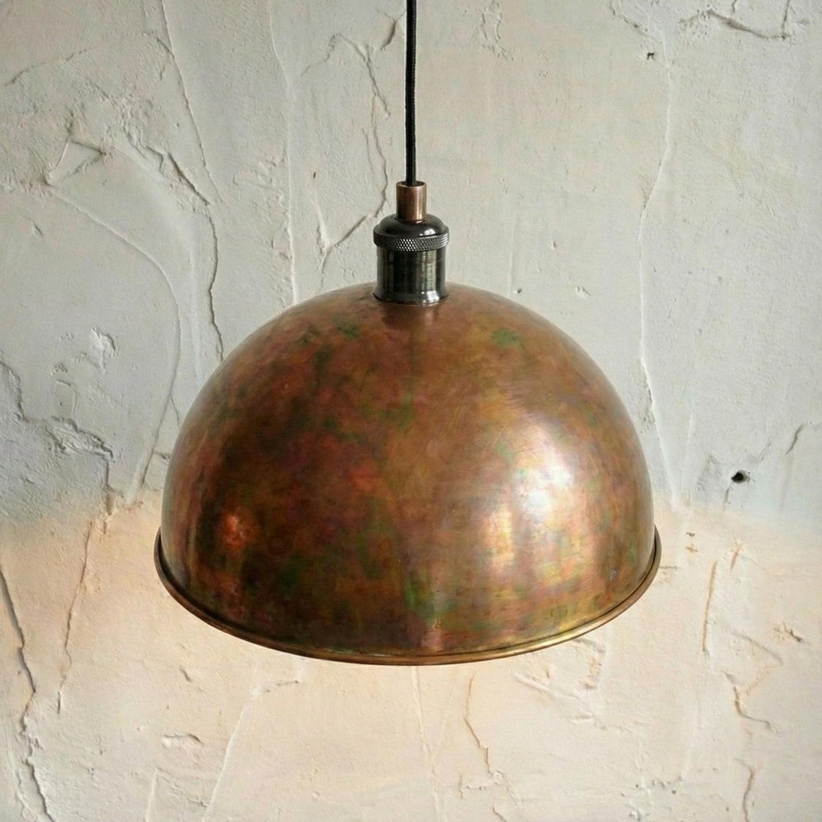 Unlacquered Brass Pendant Light, Smooth Aged Brass Dome, Vintage Patina Ceiling Lamp, Industrial Kitchen Island Fixture, Antique Brass Shade