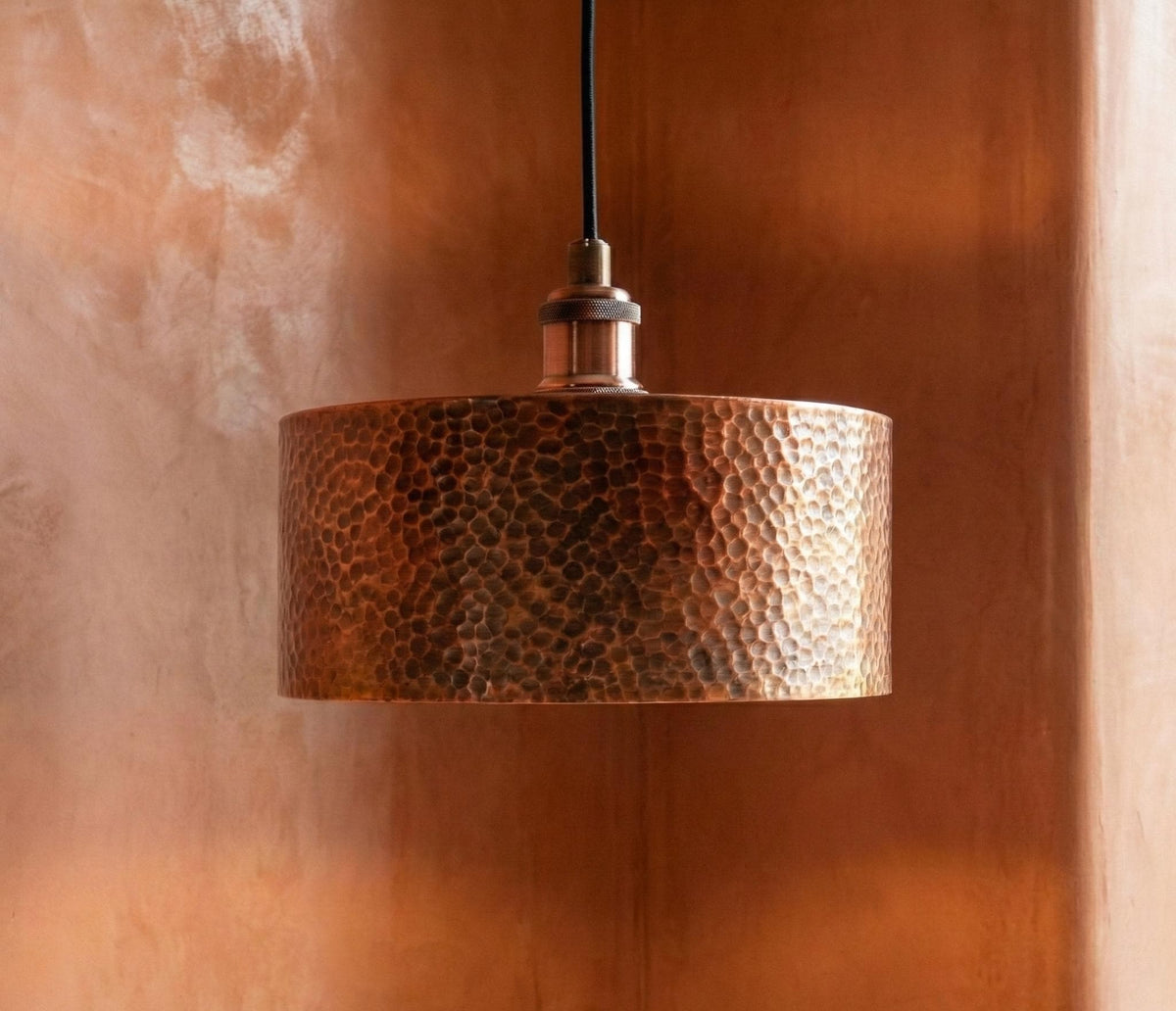 Copper Drum Pendant, Cylinder Kitchen Island Light, Rustic Industrial Tube Lamp, Rose Gold Hanging Fixture, Bedside Ceiling Light