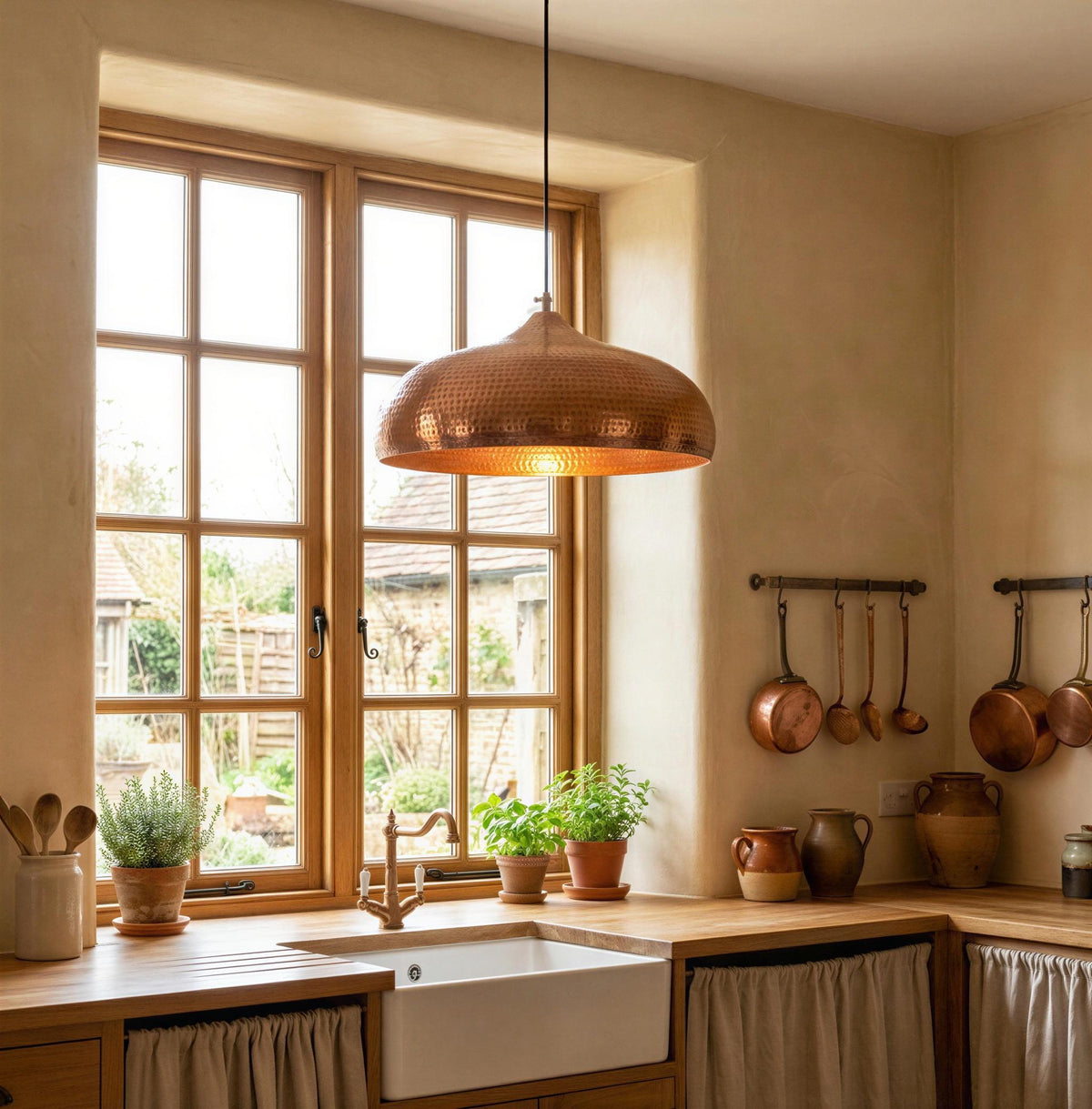 Hammered Copper Pendant Light, Solid Handmade Copper Ceiling Light, Copper Dome Kitchen Island Pendant Lighting