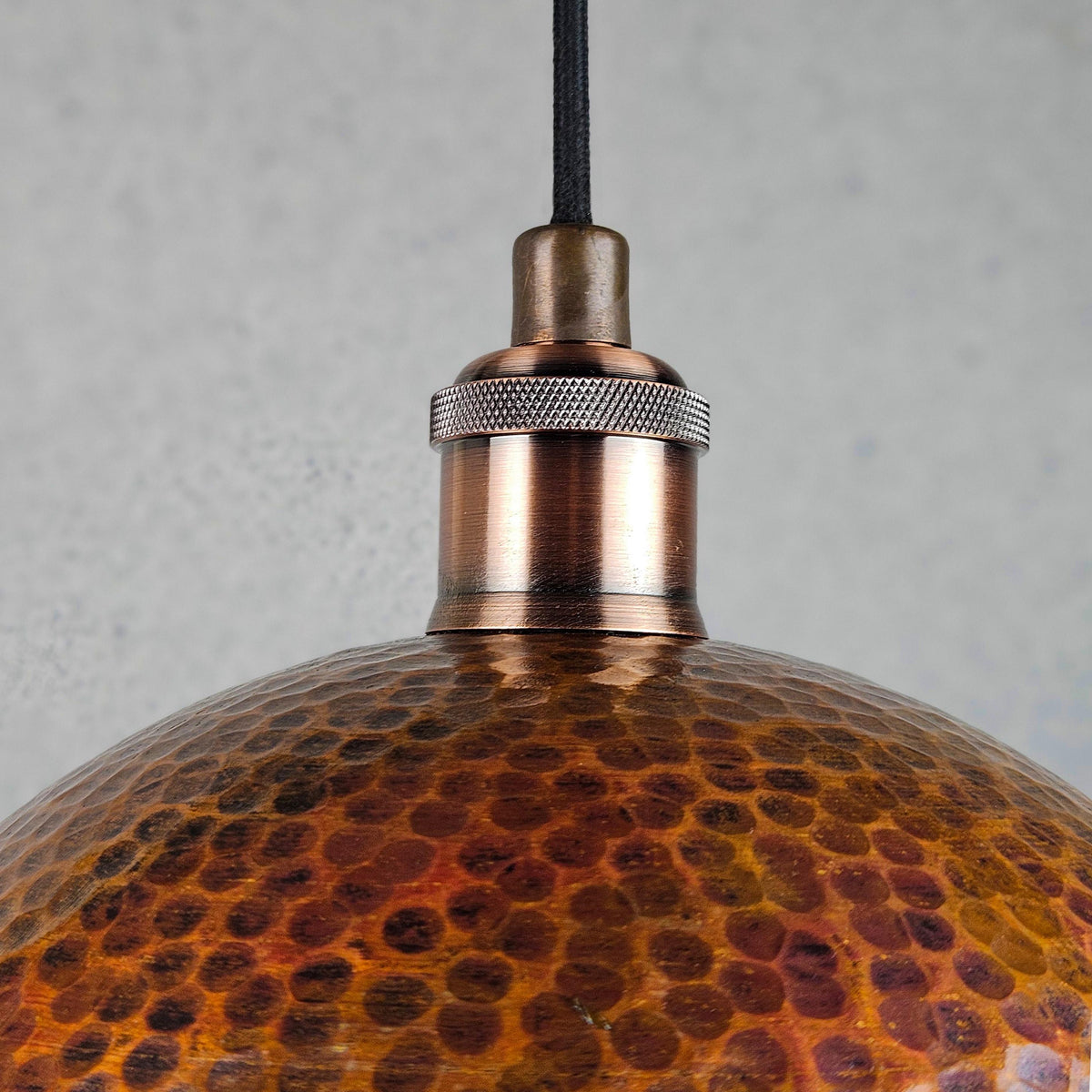 Hammered Copper Dome Pendant Light | Aged Copper Pendant Lamp | Handcrafted Dome Light with Aged Copper Finish for Vintage Kitchen Decor