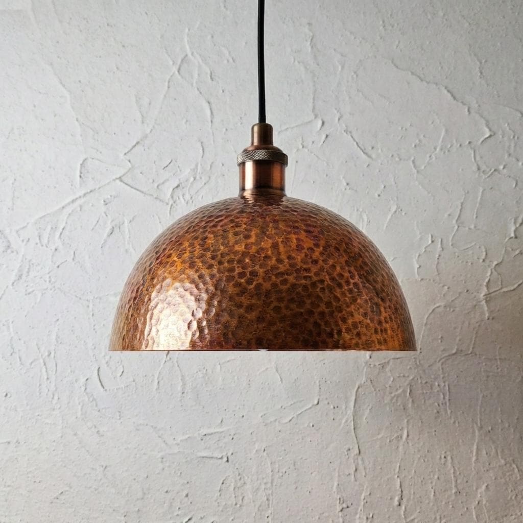 Handmade Copper Pendant Light, Hammered Kitchen Island Lamp, Rustic Industrial Dome, Textured Metal Shade, Farmhouse Ceiling Fixture