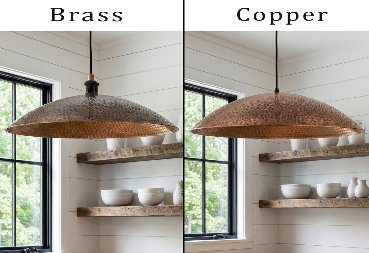 Handmade Hammered Bronze Pendant Light, Kitchen Island Lighting, Rustic Farmhouse Ceiling Lamp, Oxidized Dome Shade, Industrial Decor