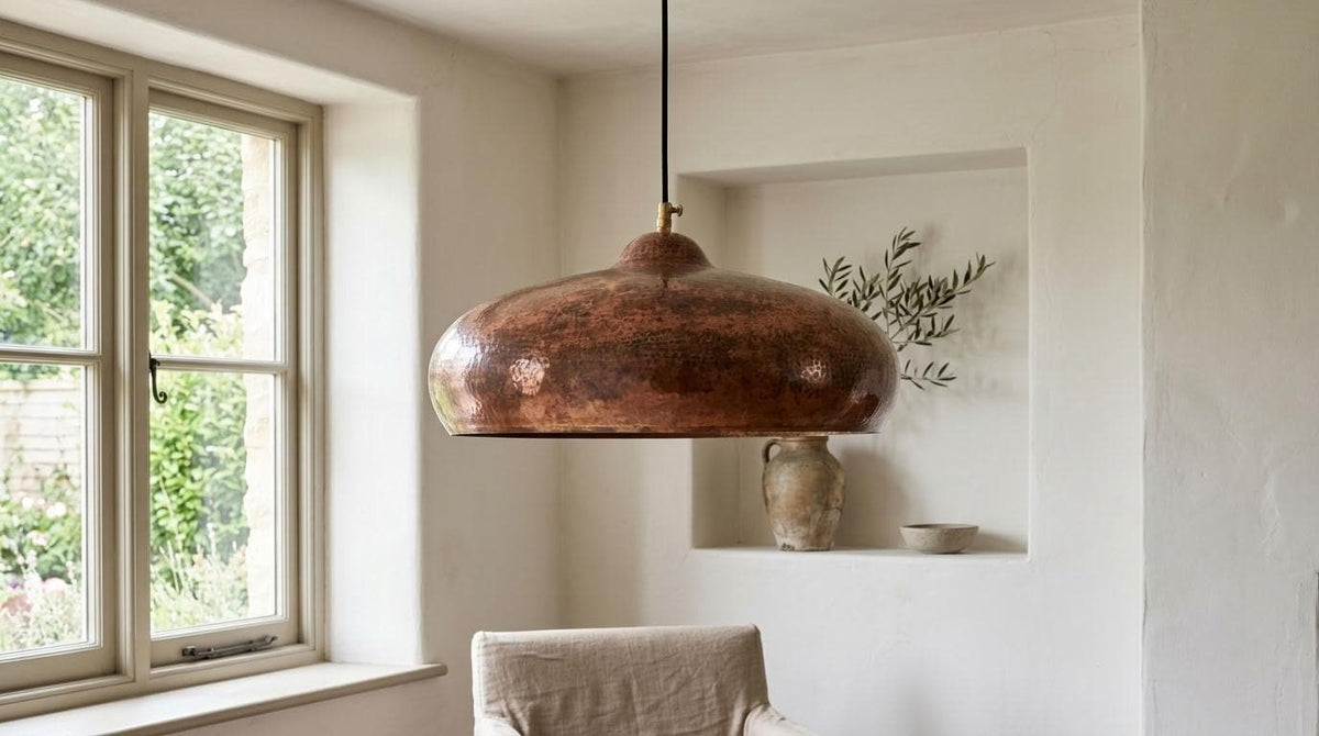 Aged Copper Dome Pendant Light, Low Rounded Shade for Kitchen Island, Handmade Hammered Copper Onion Dome Pendant Light