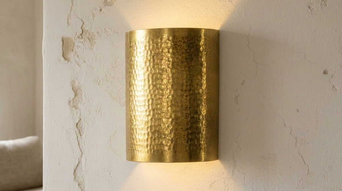 Hammered Brass Cylinder Wall Sconce