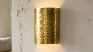 Hammered Brass Cylinder Wall Sconce