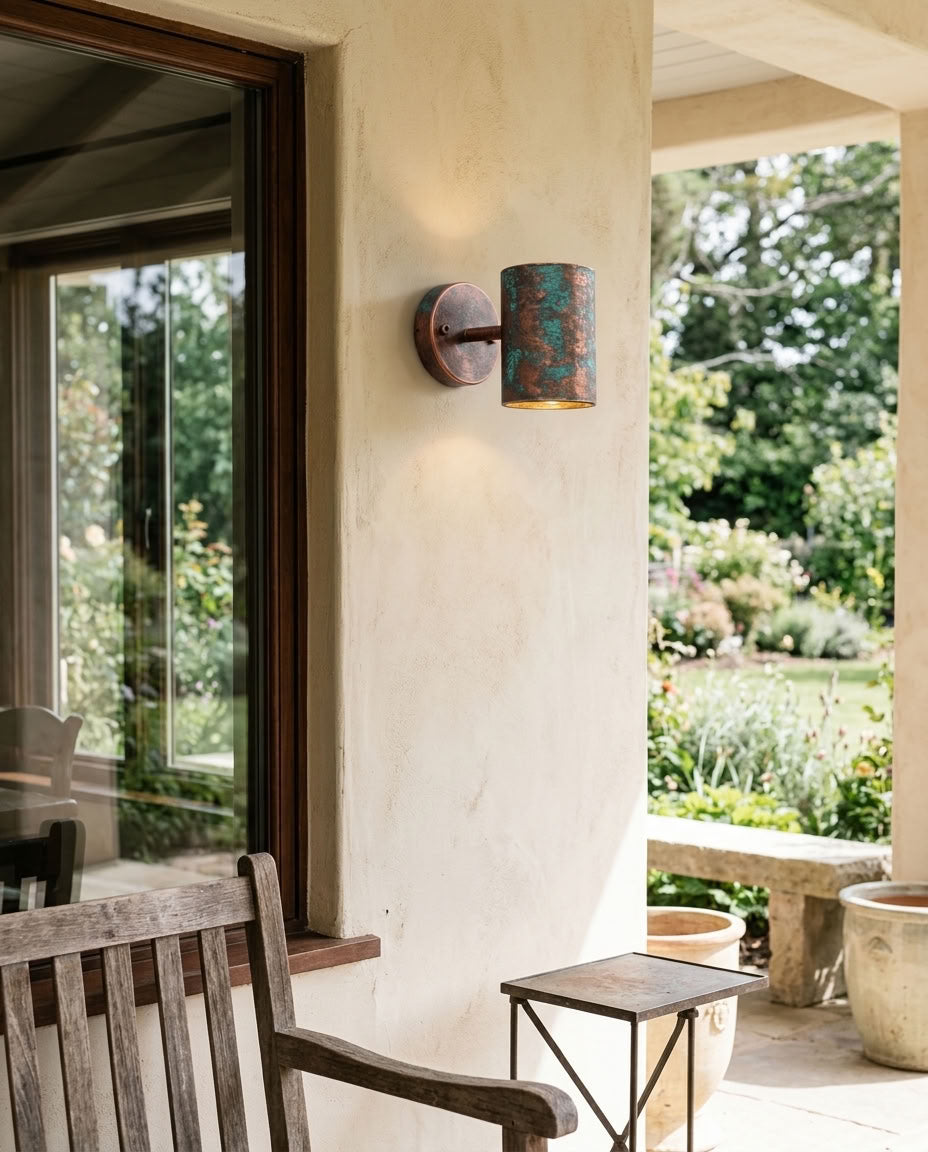 Verdigris Copper Box Wall Sconce