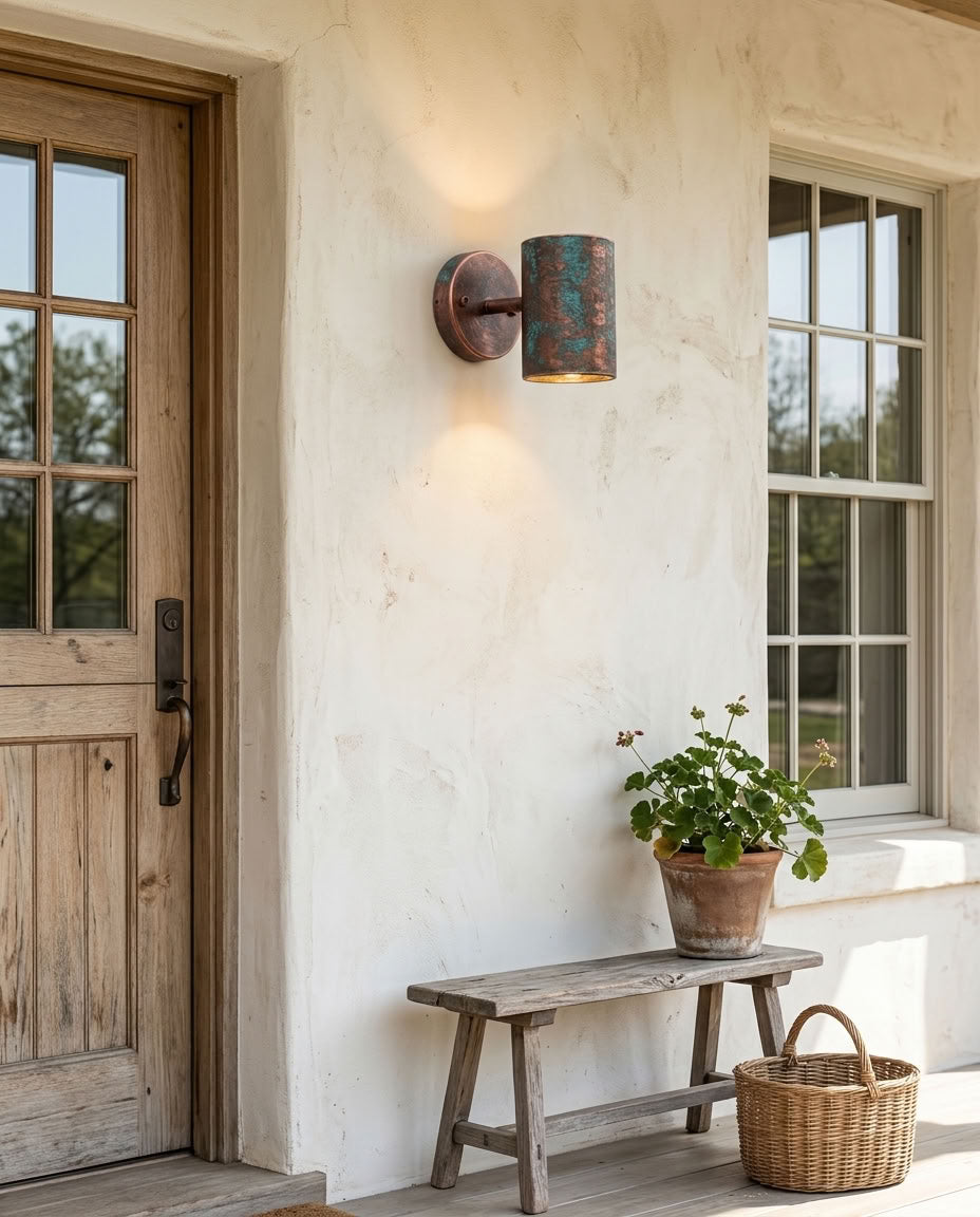 Verdigris Copper Box Wall Sconce