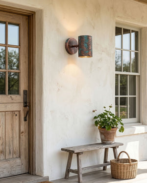 Verdigris Copper Box Wall Sconce