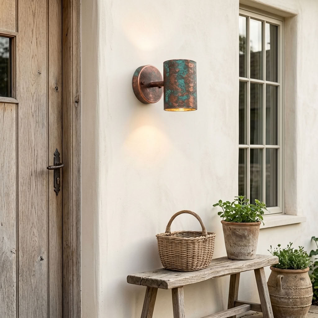 Verdigris Copper Box Wall Sconce