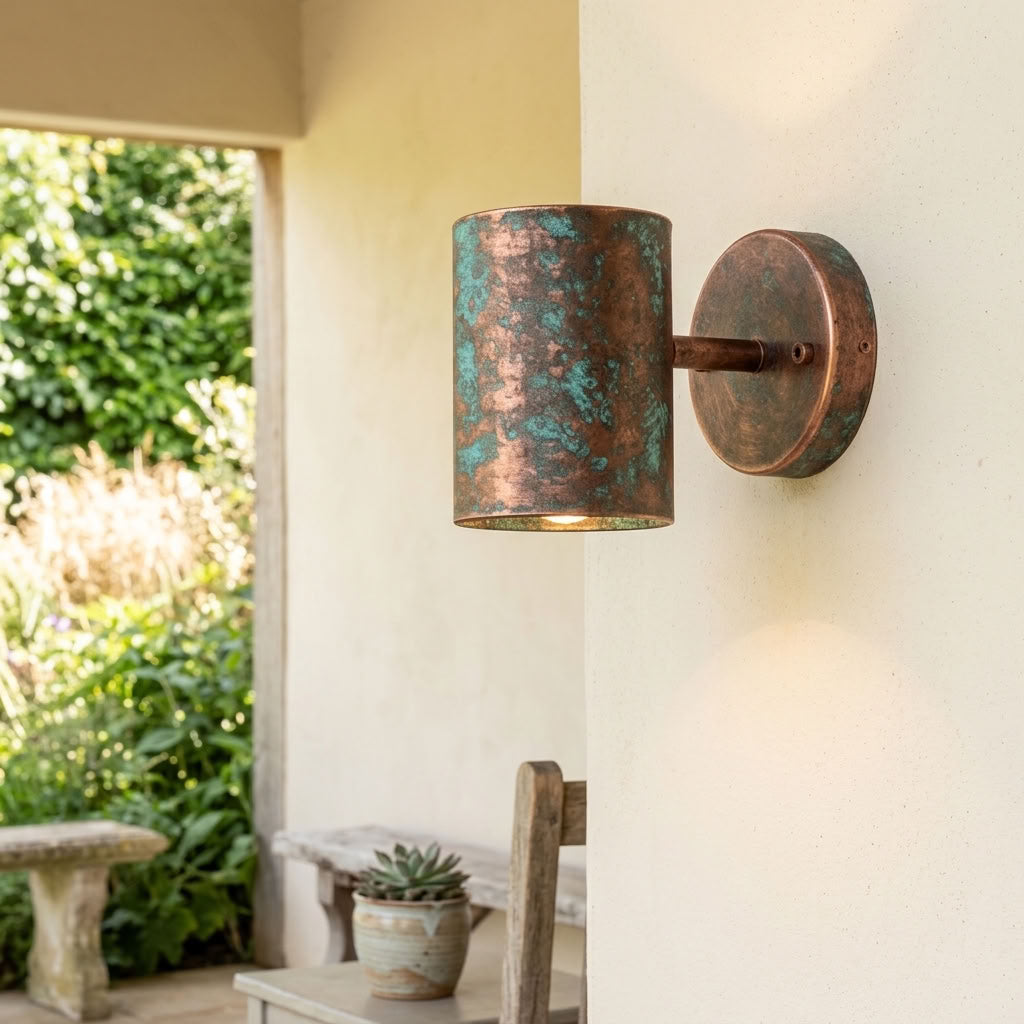 Verdigris Copper Box Wall Sconce