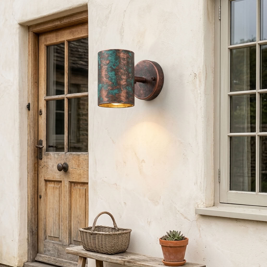 Verdigris Copper Box Wall Sconce