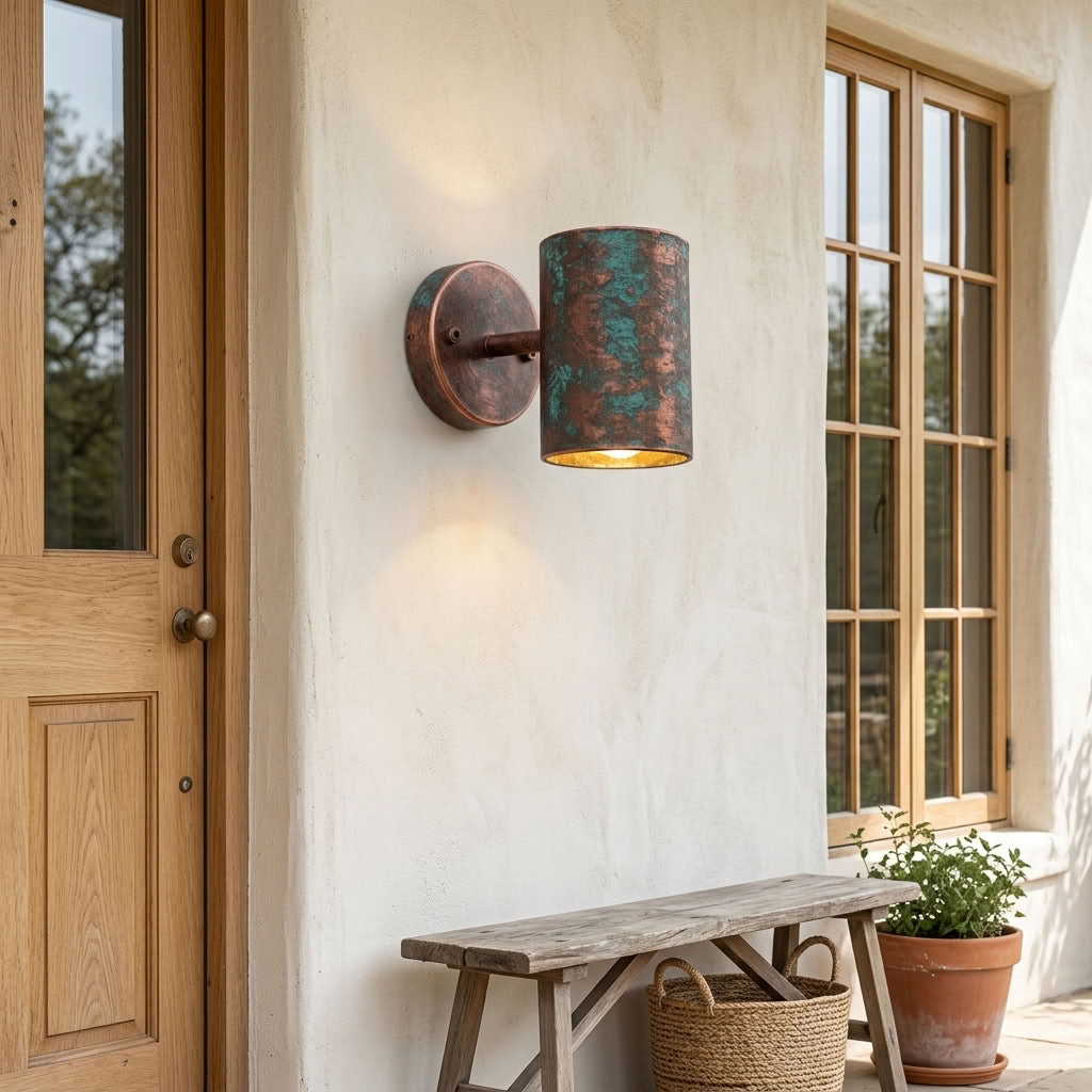 Verdigris Copper Box Wall Sconce