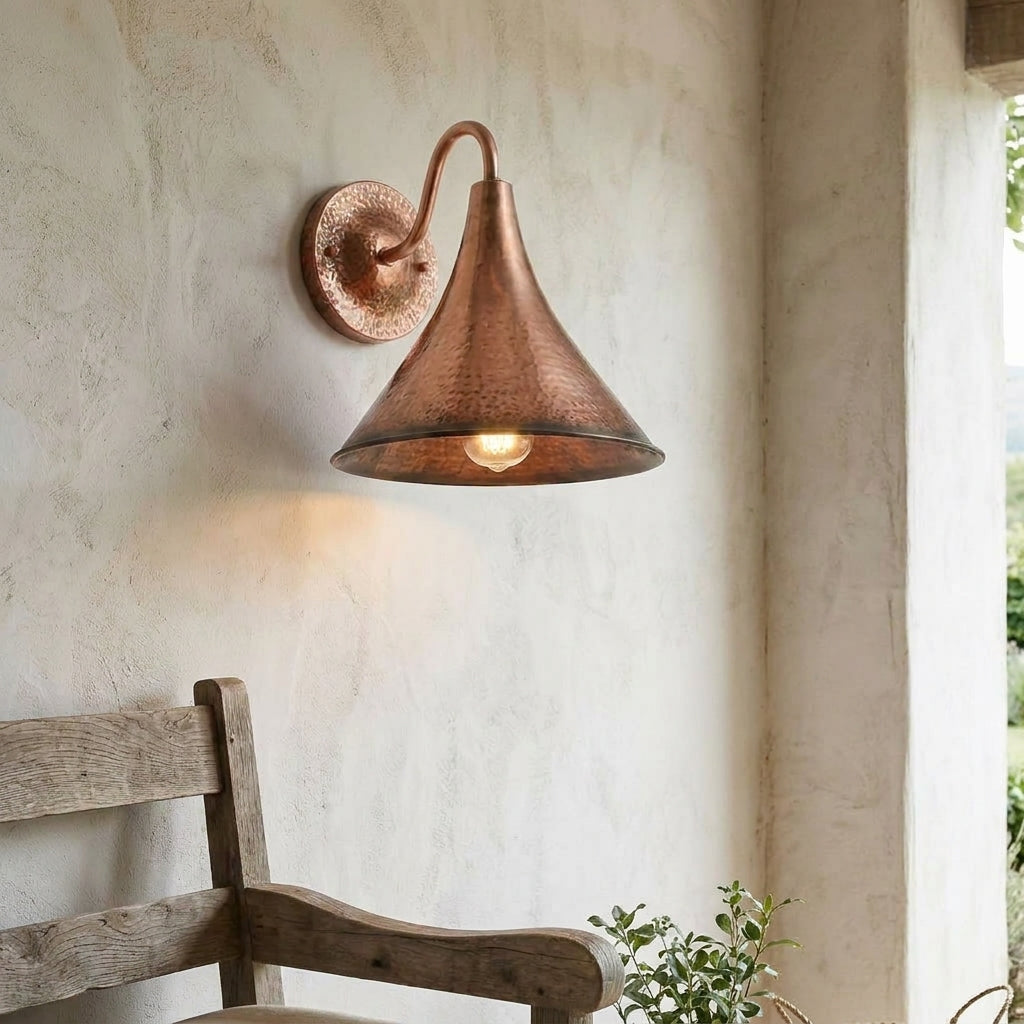 Hammered Copper Bell Wall Sconce