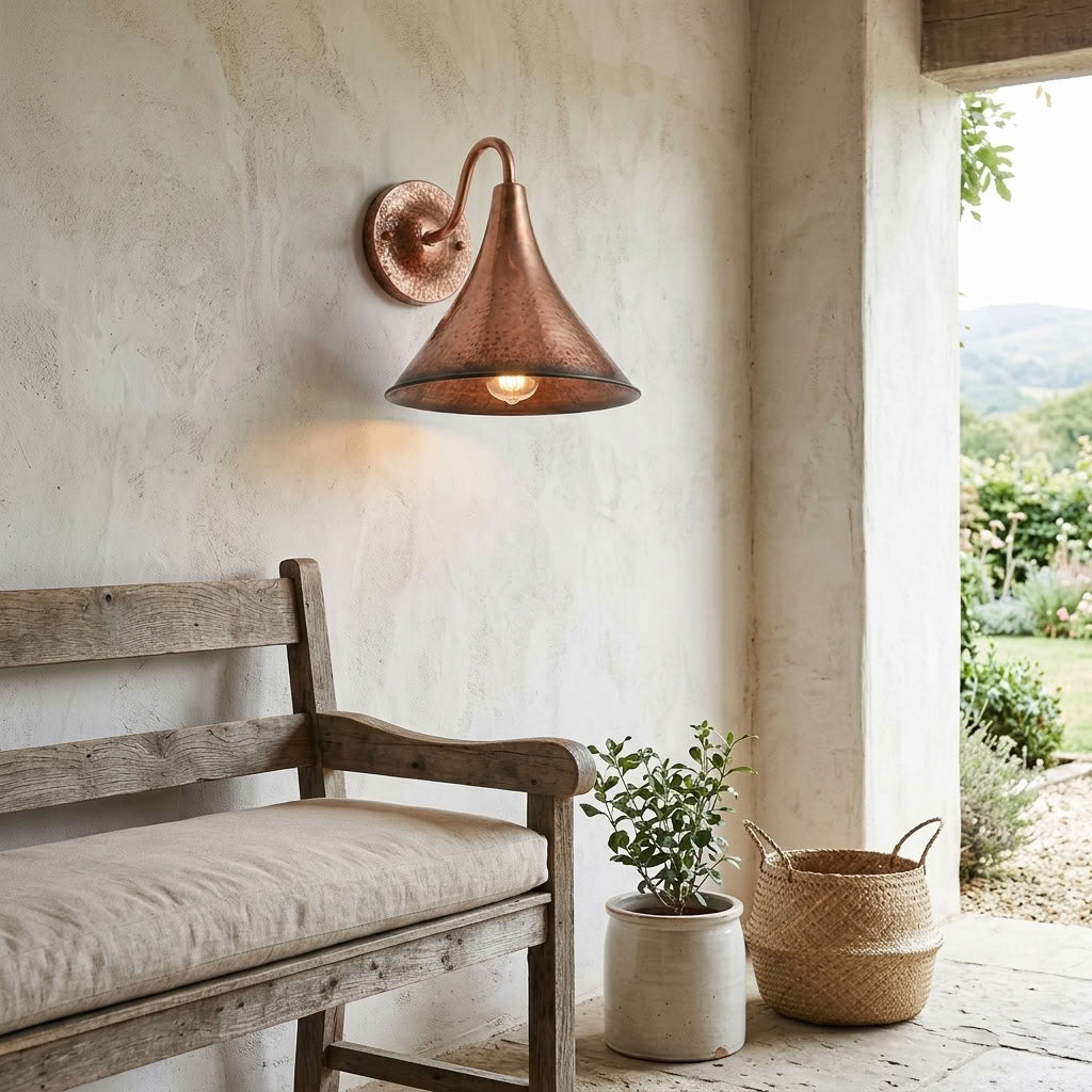 Hammered Copper Bell Wall Sconce
