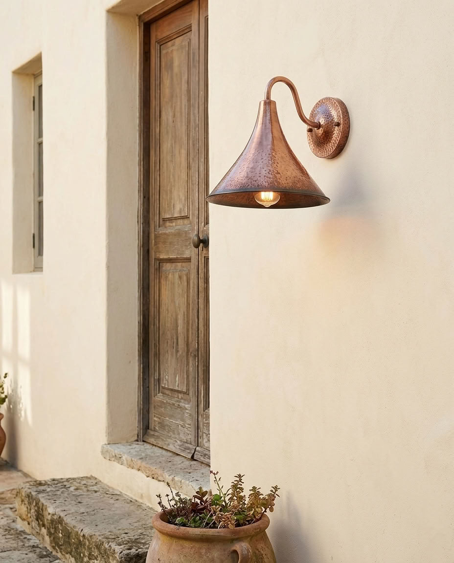 Hammered Copper Bell Wall Sconce
