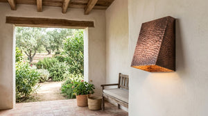 Hammered Copper Angular Box Wall Sconce