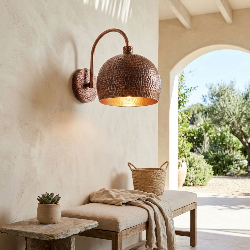 Hammered Copper Globe Wall Sconce