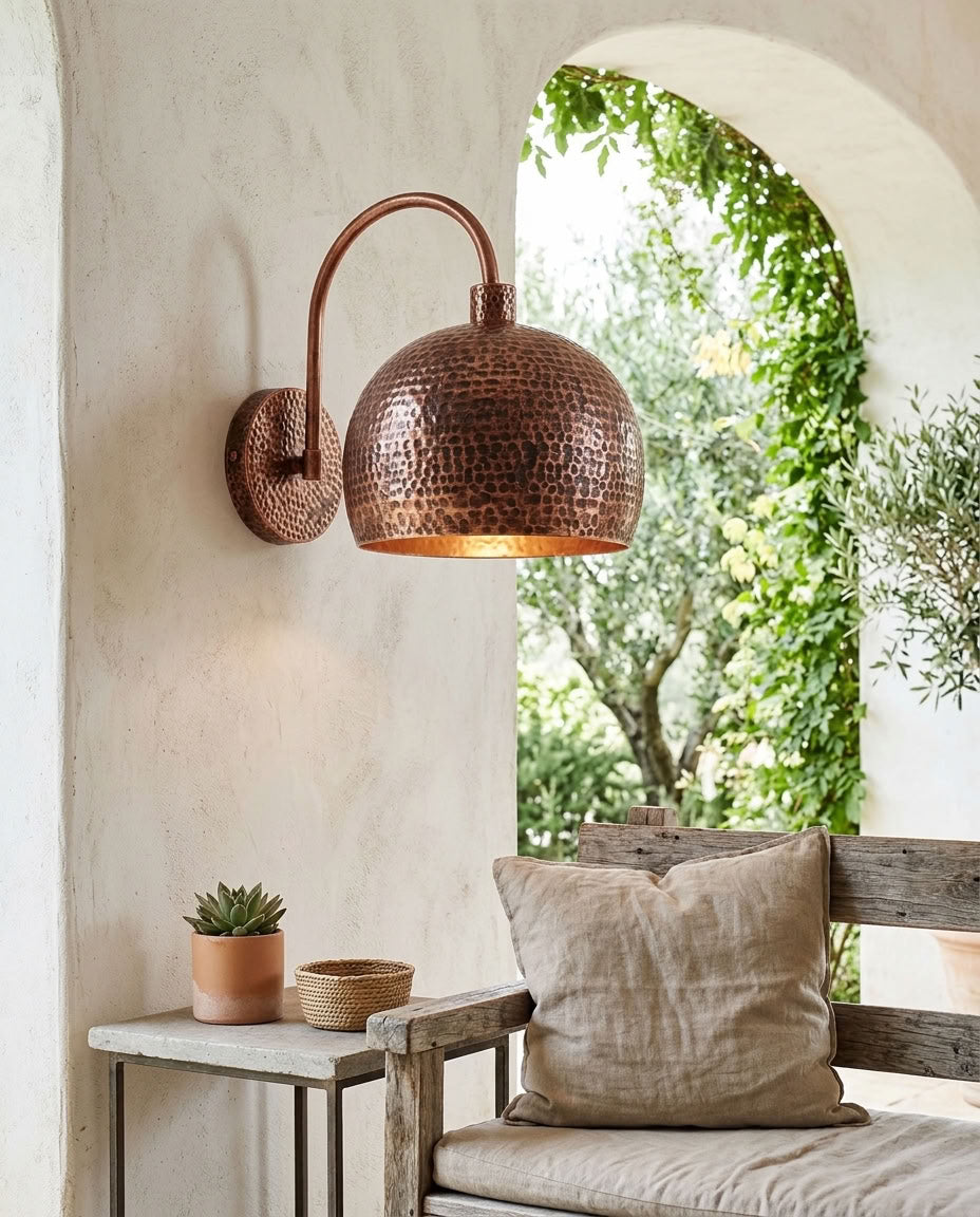 Hammered Copper Globe Wall Sconce