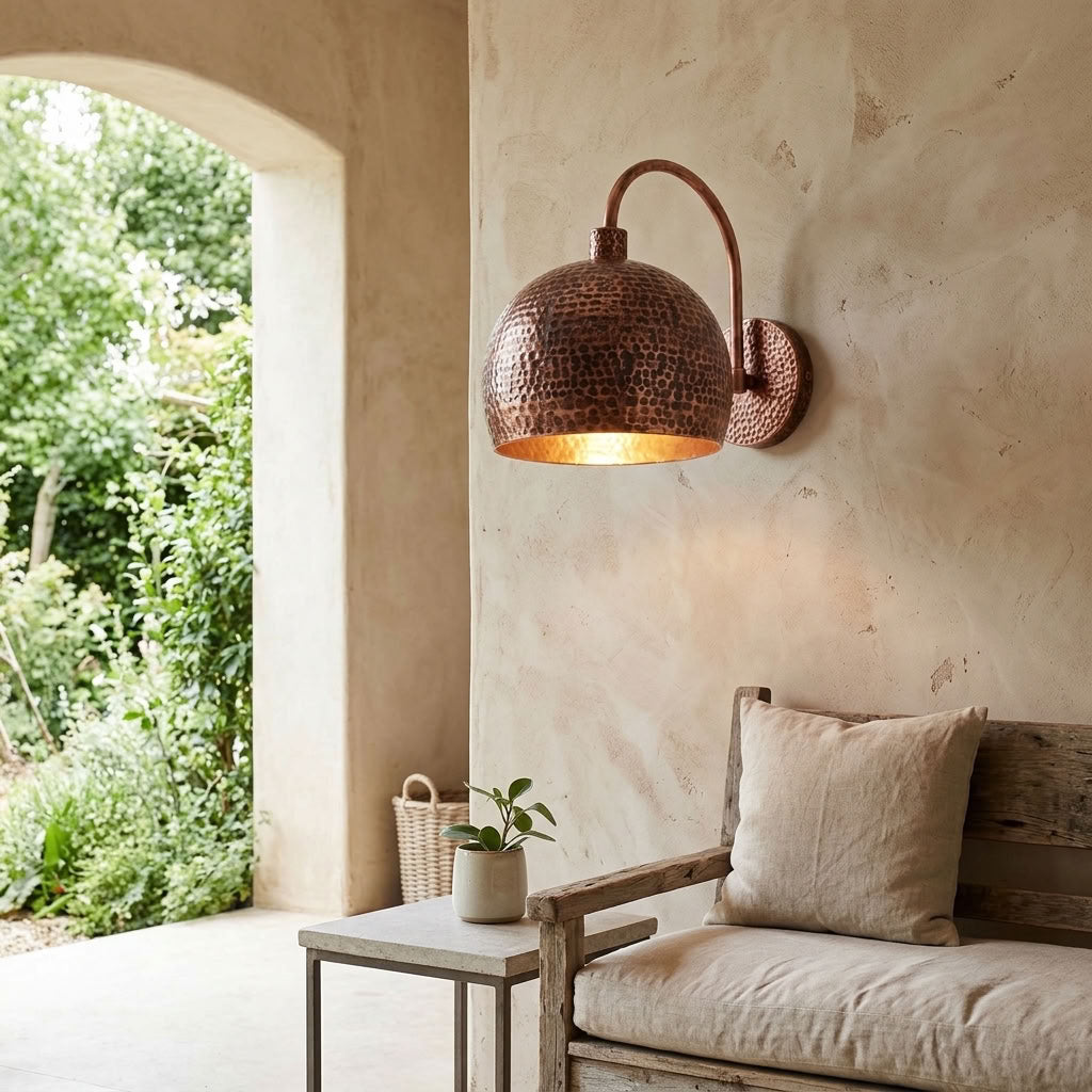 Hammered Copper Globe Wall Sconce