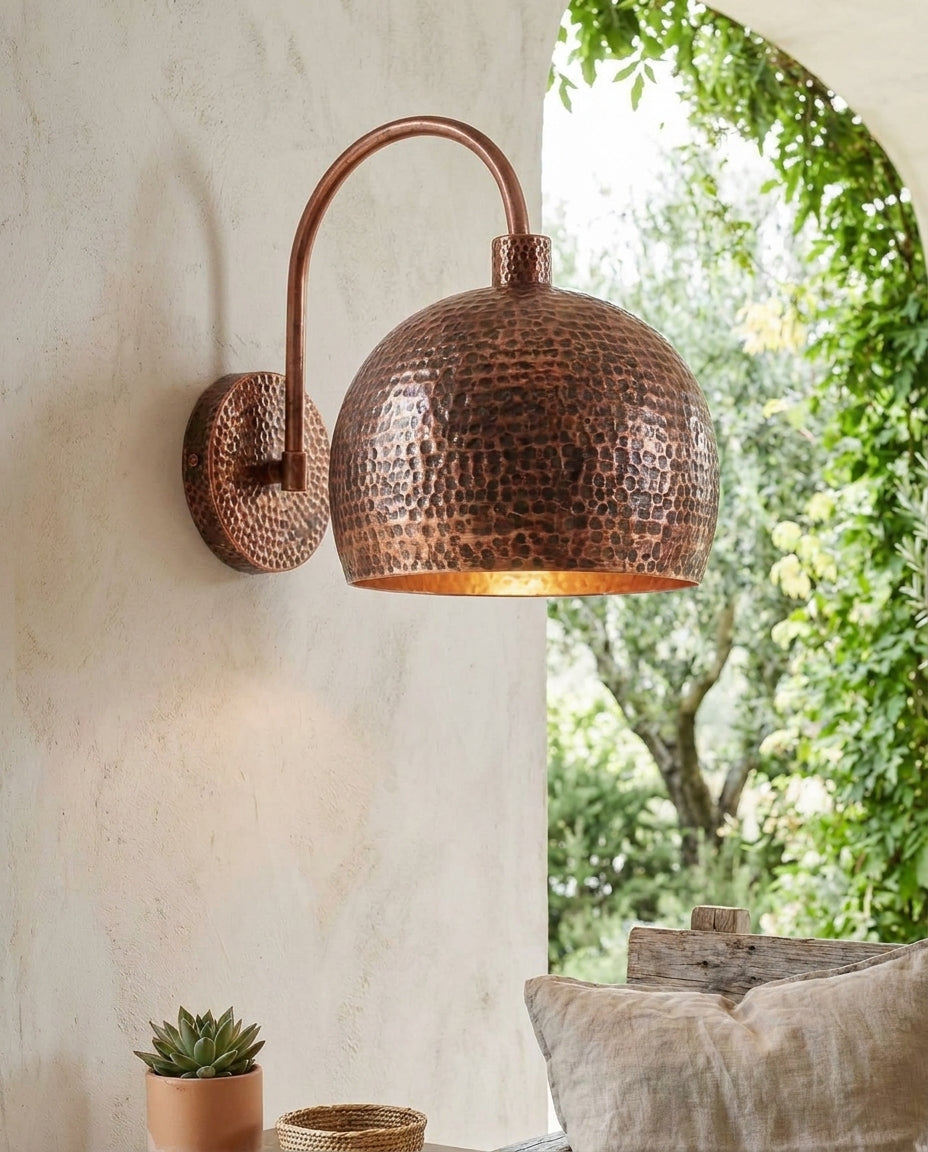 Hammered Copper Globe Wall Sconce