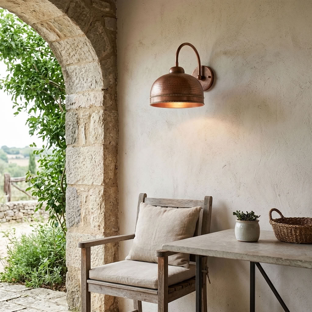 Hammered Copper Bell Dome Wall Sconce