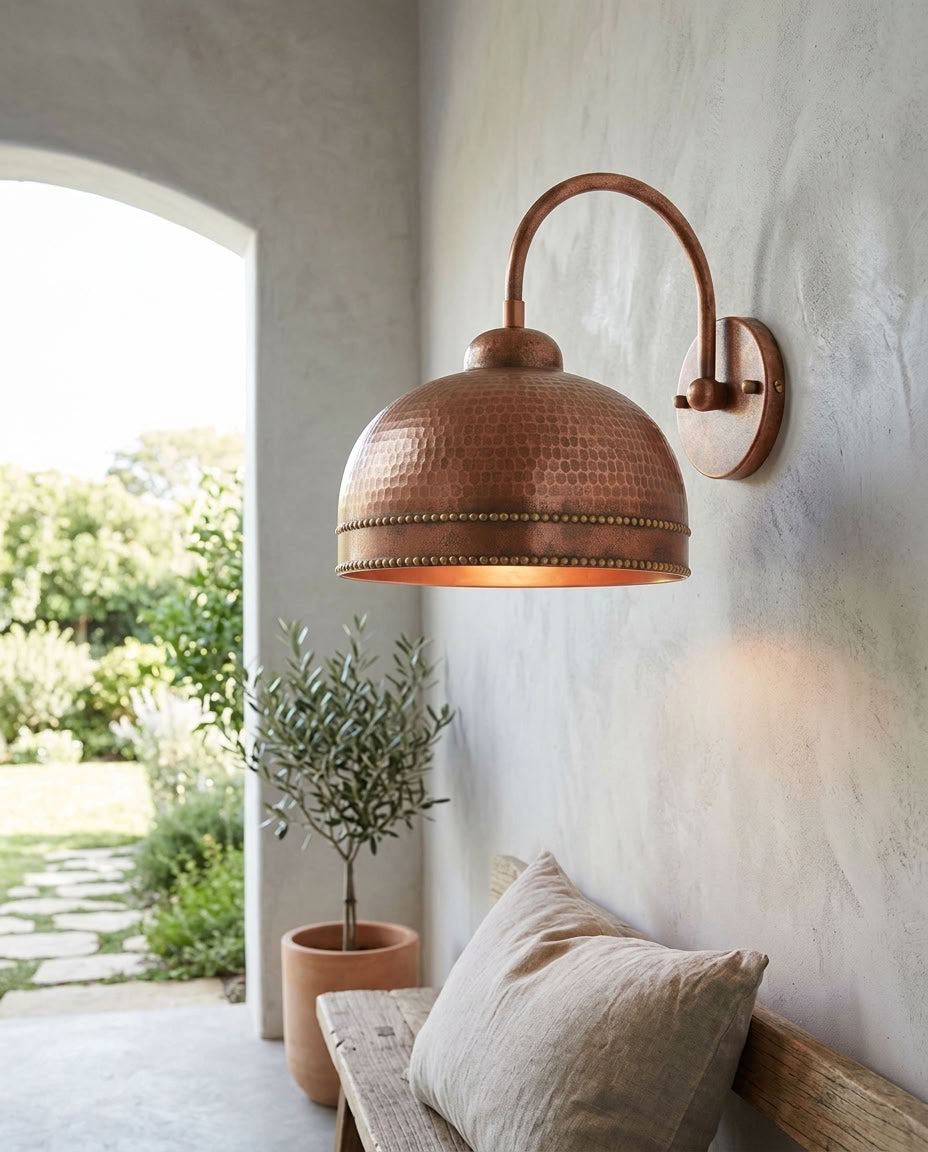 Hammered Copper Bell Dome Wall Sconce