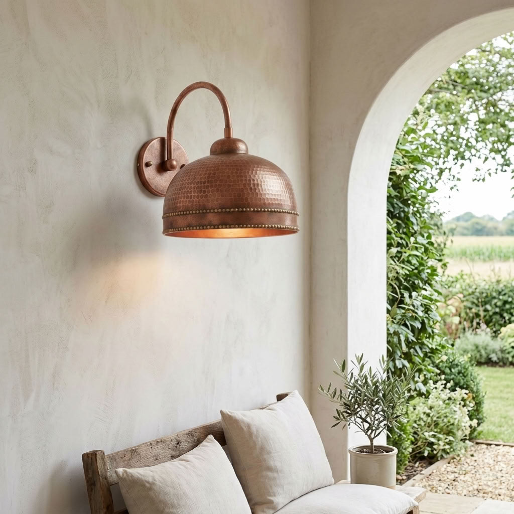 Hammered Copper Bell Dome Wall Sconce