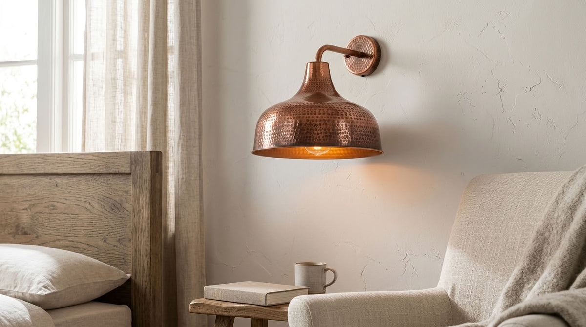 Hammered Copper Wide Dome Wall Sconce
