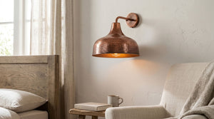 Hammered Copper Wide Dome Wall Sconce
