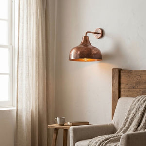 Hammered Copper Wide Dome Wall Sconce