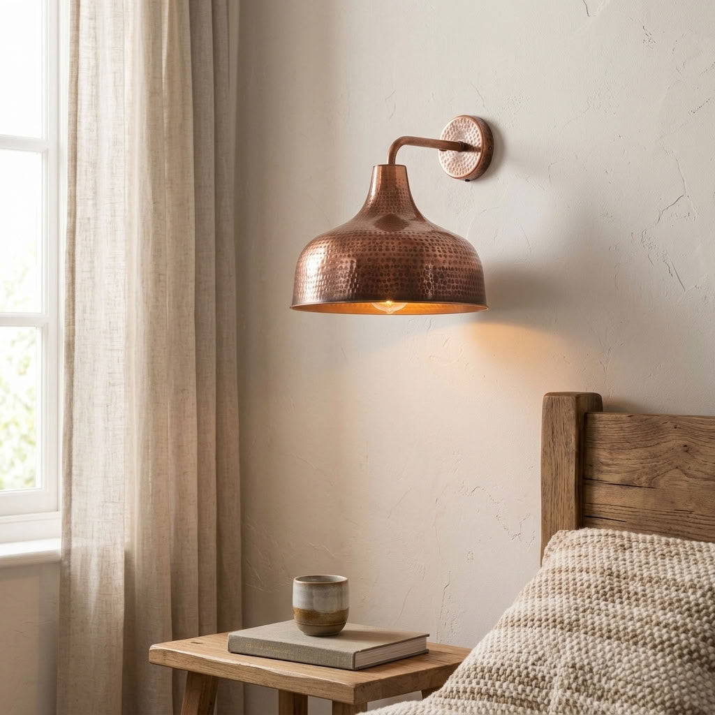 Hammered Copper Wide Dome Wall Sconce