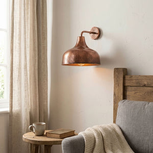 Hammered Copper Wide Dome Wall Sconce