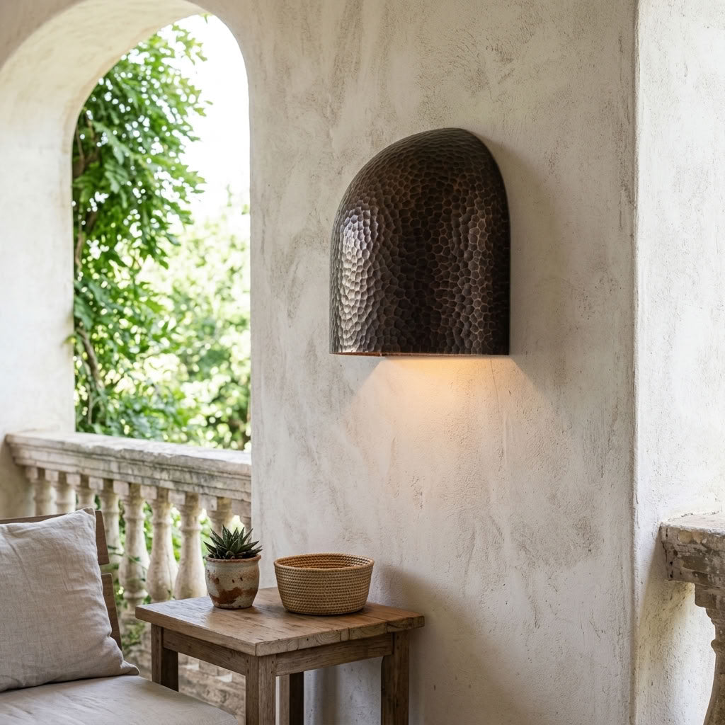 Hammered Copper Half-Dome Wall Sconce