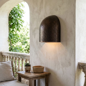 Hammered Copper Half-Dome Wall Sconce