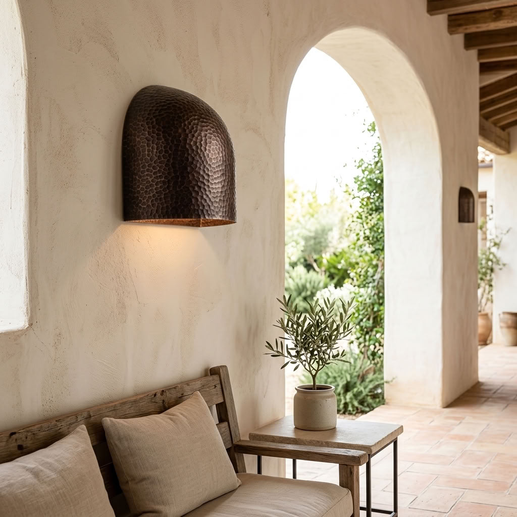 Hammered Copper Half-Dome Wall Sconce