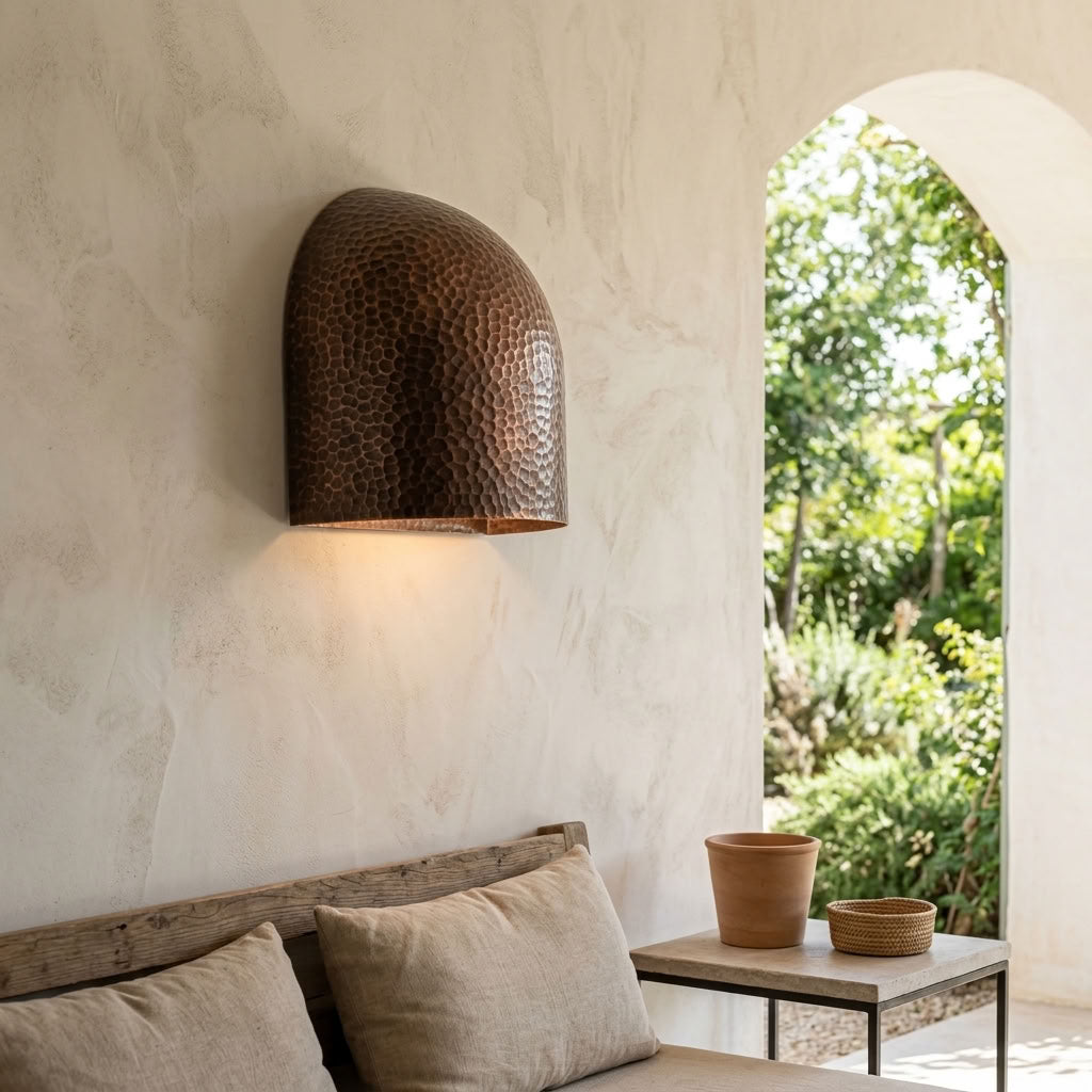 Hammered Copper Half-Dome Wall Sconce