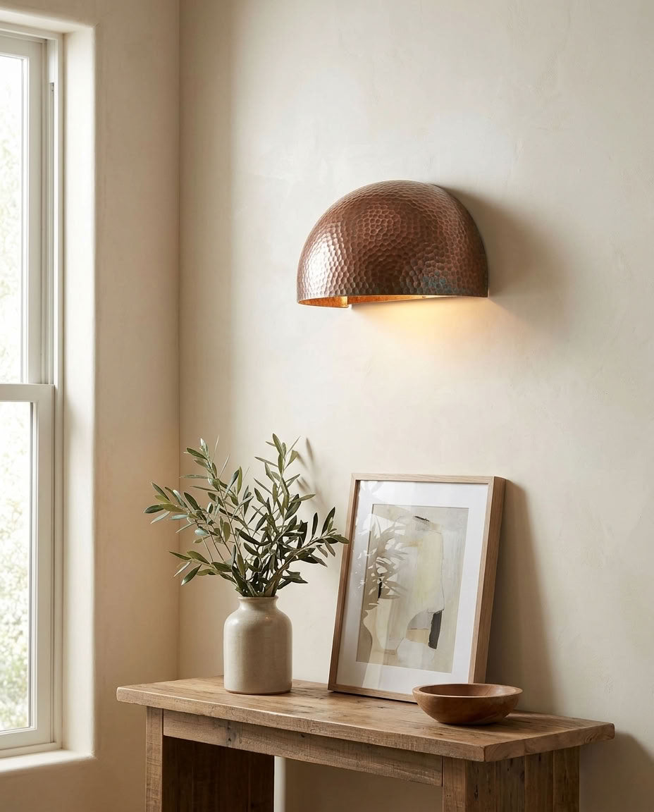 Hammered Copper Dome Wall Sconce