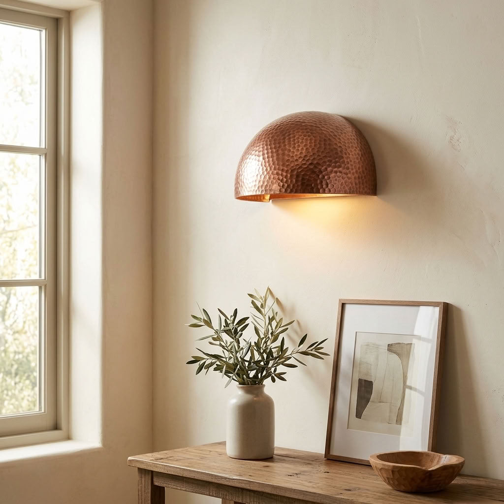 Hammered Copper Dome Wall Sconce